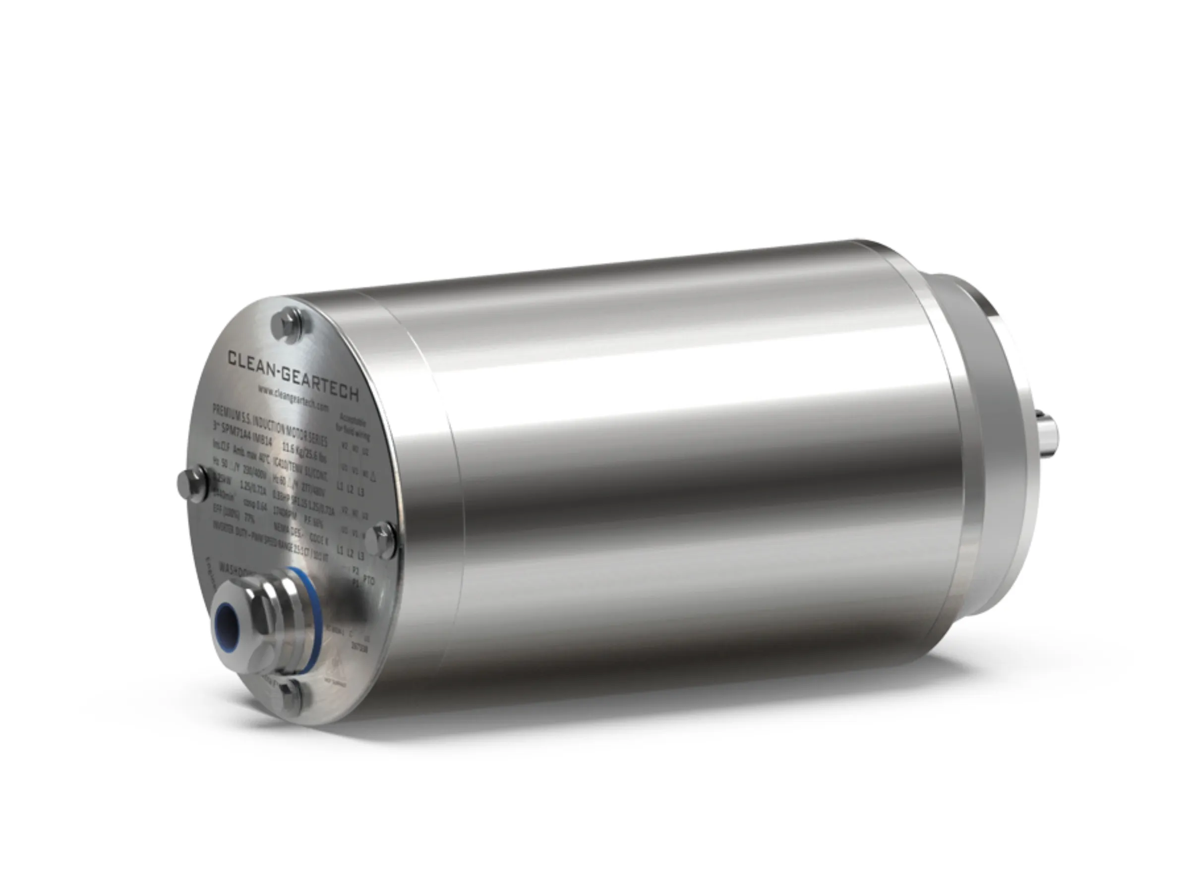 Lafert IP69K stainless steel AC electric motor with smooth hygienic body for wash-down applications