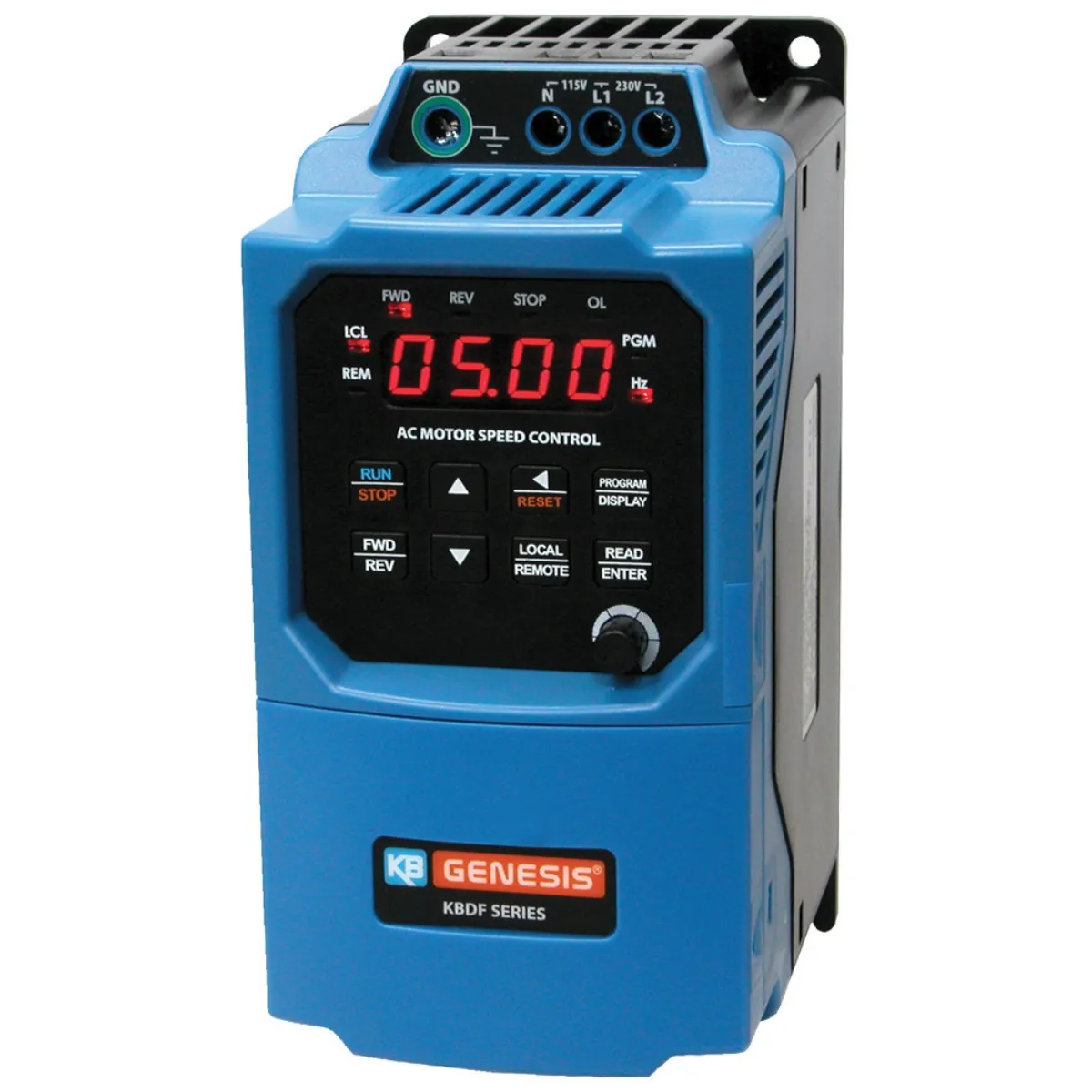 KB Electronics KBDF digital AC drive unit in compact IP20 enclosure with ultra bright digital display