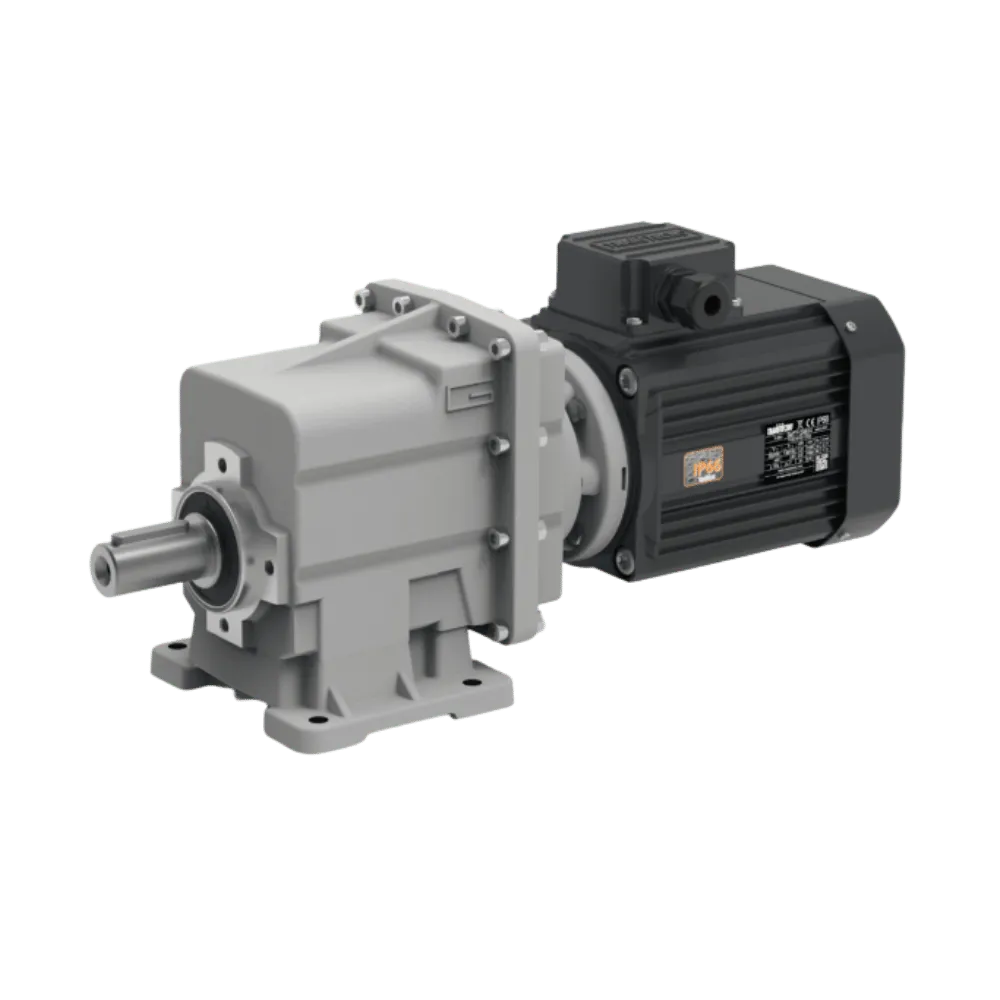 Transtecno CMG series helical in-line gearmotor with aluminium housing and three phase electric motor