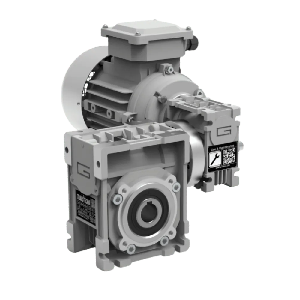 Transtecno CMM double reduction worm gearmotor with aluminium housing and IEC motor flange