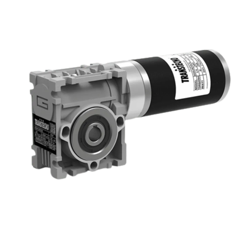 Transtecno ECM DC wormgearmotor with CM aluminium worm gearbox and ferrite permanent magnet DC motor