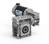 Transtecno ECMM DC double reduction worm gearmotor with two aluminium worm gearboxes and ferrite permanent magnet DC motor